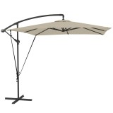 Outsunny Umbrelă de Grădină Suspendată 2.47x2.47 m, Umbrelă de Exterior cu Bază &icirc;n Cruce, Corzi Antiv&acirc;nt, Bej | Aosom Romania
