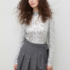 Bruuns Bazaar bluza femei, culoarea argintiu, neted