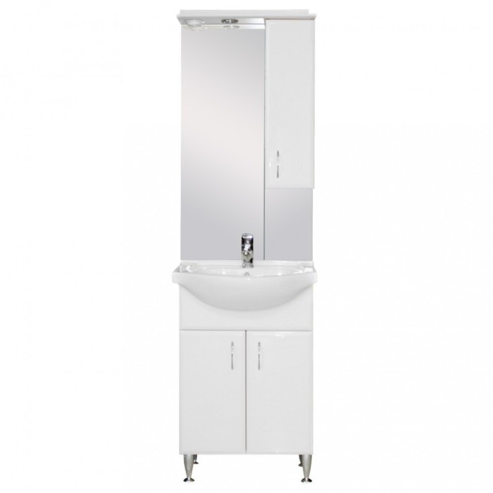 Mobilier complet de baie Bianca Plus 55, alb lucios, deschidere pe dreapta