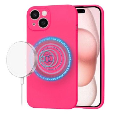 Husa silicon iPhone 15 Techsuit SoftFlex MagSafe, fucsia foto