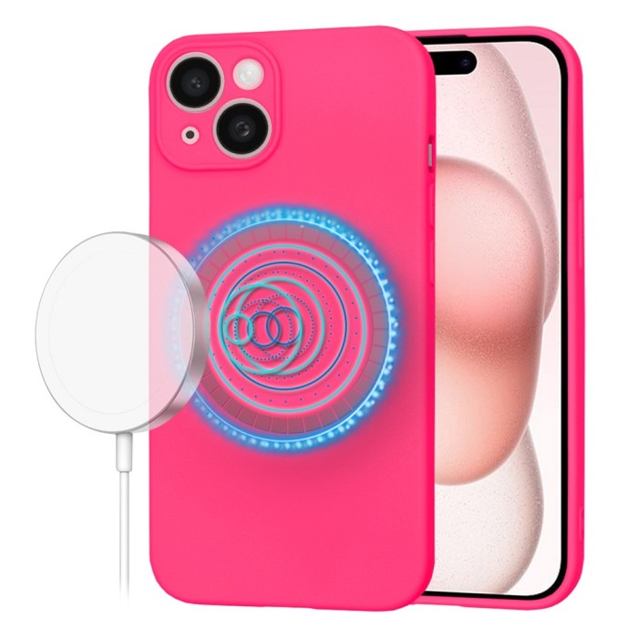Husa silicon iPhone 15 Techsuit SoftFlex MagSafe, fucsia