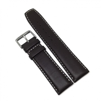 Curea de ceas din Piele Naturala - Lungime XL - Culoare Neagra - 22mm 24mm - GR933 foto