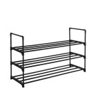 Raft Pantofi 3 Etajere Negru, 12 Perechi, Metal si Plastic, 92x30.5x55 cm, Suport Pantofi Modular, Economiseste Spatiu