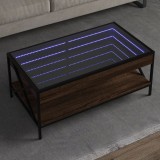 VidaXL Măsuță de cafea cu LED infinity, stejar maro, 90x50x38 cm