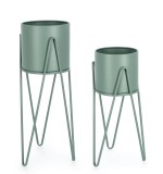 Cumpara ieftin Set 2 suporturi flori otel verde Madelyn 23.5x53-57 cm, 21.5x42-46 cm,