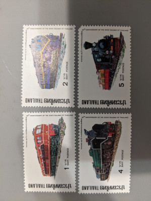 thailanda - Timbre trenuri, locomotive, cai ferate, nestampilate, MNH foto