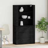 VidaXL Bufet cu sertar Stejar negru 80 x 33 x 150 cm Lemn compozit