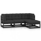 Set mobilier de gradina cu perne, 4 piese, lemn masiv de pin
