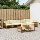 vidaXL Set de canapele de exterior cu pernă 8 pcs Natural și Crem 3382668