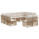 vidaXL Set de canapele de exterior cu pernă 11 pcs Alb Natural și Crem 3437574