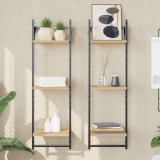 Gossi rafturi perete 3 niveluri/bare 2 buc stejar sonoma 30x25x100cm