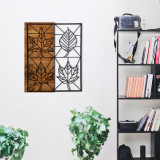 Decoratiune de perete, Yapraklar, lemn/metal, 48 x 58 cm, negru/maro, Enzo
