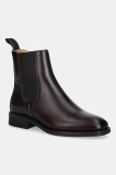 Gant ghete chelsea de piele Fayy culoarea maro, cu toc plat, 31551128