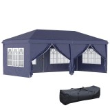 Pavilion pentru gradina/comercial, cadru metalic material Oxford, 6 pereti, cu geanta, albastru, 5.85x2.95x2.70 m