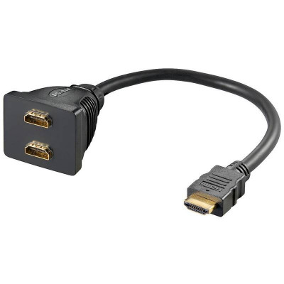 Cablu adaptor HDMI la 2x HDMI aurit Goobay foto