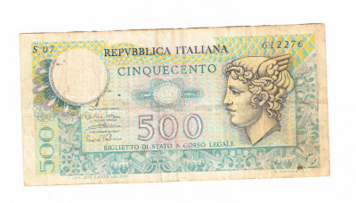 Bancnota Italia 500 lire 1974, stare buna foto