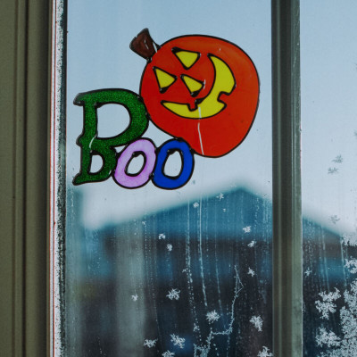 Decorațiuni de Halloween pentru ferestre - dovleac &amp;quot;Boo&amp;quot; foto