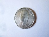 Rară! Portugalia 200 Reis 1888 argint 900 regele Ludovic/Luis I