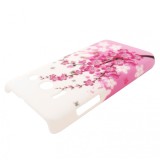 Husa tip capac spate alb+roz (flori) pentru Huawei Ascend Y300 (U8833)
