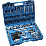 Trusa Chei Tubulare Profesionale D&#039;Tools 108 Piese Cromate, Clichet, Torx, Otel, Cutie Transport