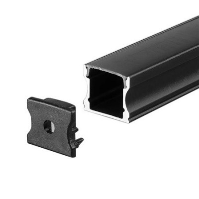 Profil aluminiu pentru banda led 2m 17.2mm x 14.4mm - negru foto