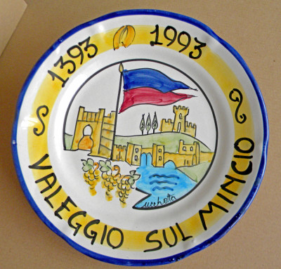 1993 Farfurie de colectie pictata manual Ristorante Valeggio sul Mincio, Italia foto