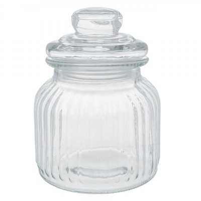 Borcan Sticlă, Design &amp;icirc;n Relief, Transparență, Capacitate 640 ml, Diametru 10.5 cm, &amp;Icirc;nălțime 15 cm foto