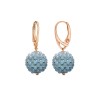 Cercei Argint 925 placat aur roz cu Acvamarin natural Diva, 3cm, handmade Italia