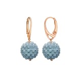 Cumpara ieftin Cercei Argint 925 placat aur roz cu Acvamarin natural Diva, 3cm, handmade Italia