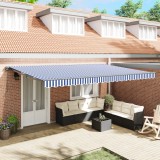 vidaXL Cortina Retractabilă Manual Albastru și Alb 500x300 cm