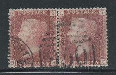 Great Britain 1864 Pair of 1p Queen Victoria (Plate 137), used AM.007 foto