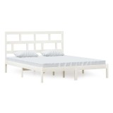 Cumpara ieftin Cadru de pat, alb, 160x200 cm, lemn masiv de pin