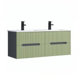 Trent 120 dulap de baie inferior cu chiuvetă ceramică (4 sertare) gri antracit-verde fistic