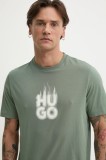 HUGO tricou barbati, culoarea verde, cu imprimeu, 50535363