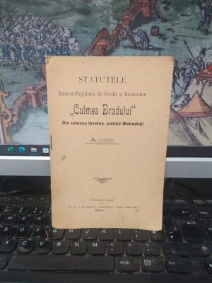 Statutele Băncei populare de credit și economie Culmea Bradului din com. Isverna, jud. Mehedinți, T&amp;acirc;rgu Jiu 1904, 194 foto