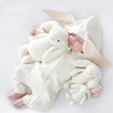 Salopeta alba pentru bebelusi - Iepurila (Marime Disponibila: 9-12 luni
