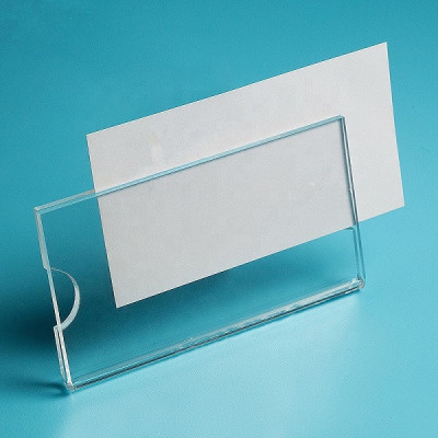 Suport nume din acrilic transparent, 75 x 30 mm, pentru ecuson magnetic foto