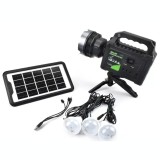 Kit Solar GDPlus GD-P70 - 3 Becuri LED 150lm + Lanterna 500lm + Trepied + Power Bank 6000mAh