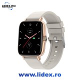 Smartwatch unisex, Garett, Sport Activity GT, Curea plastic, Compatibil Android/iOS, Monitorizare activitate fizica, 1.7", Auriu