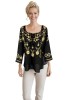 Bluza dama RS25 negru/auriu marimea S, Casual, Bumbac