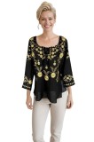 Bluza dama RS25 negru/auriu marimea S, Casual, Bumbac