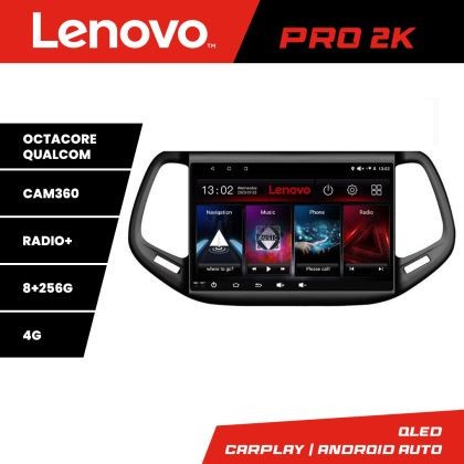 Navigatie Jeep Compass 2017 Lenovo Kit-739 8 core QLED 2K 8+256 360 Android Waze USB Navigatie Internet Youtube Radio CarStore Technology