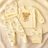 Cumpara ieftin Set 3 piese Babycan pentru nou-nascuti, model ursulet 100% bumbac (Marime