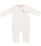 Cumpara ieftin Salopeta cu fermoar Girafa, BabyCosy, 100% bumbac organic, Ecru (Marime: 12-18 Luni)