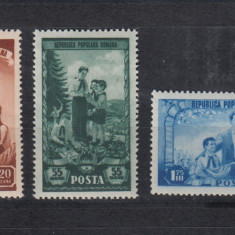 ROMANIA 1952 LP 323 A III-A ANIVERSARE A ORGANIZATIEI DE PIONIERI SERIE MNH