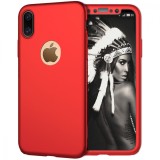 Husa telefon Apple Iphone X 360 ofera protectie Completa Ultrasubtire Deluxe Red + Folie Sticla