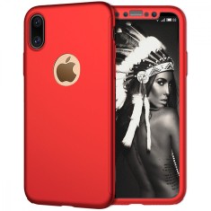 Husa telefon Apple Iphone X 360 ofera protectie Completa Ultrasubtire Deluxe Red + Folie Sticla