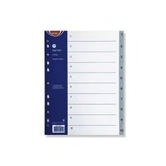 Index Noki A4 plastic numerotat 1-10 gri