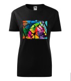 Tricou Personalizat cu Design Geometric de Cal Colorat - Arta Moderna si Stil Original