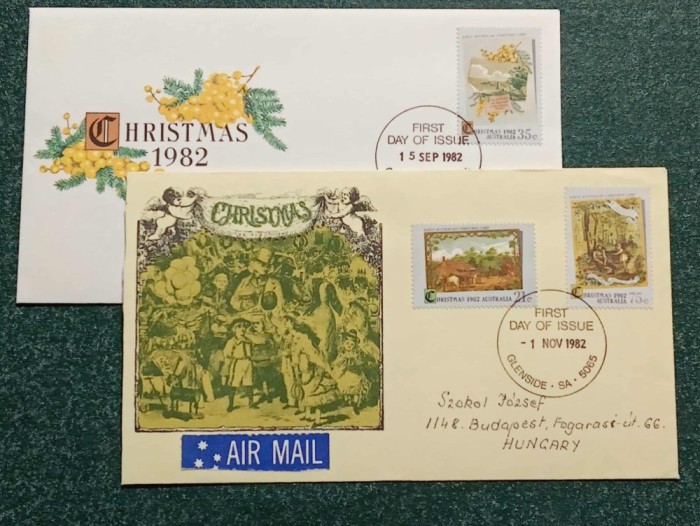 Australia 1982 - Craciun, serie pe 2 FDC circulate